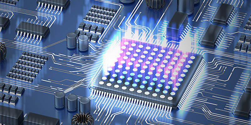 graphene computer chip on pcb render